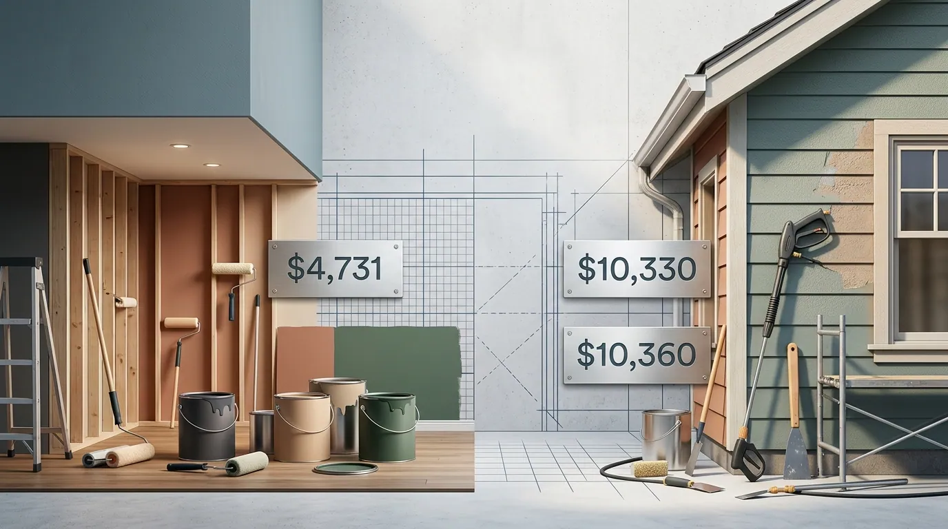 Exterior painting costs more than interior work on the same house because it bur - whole house painting cost